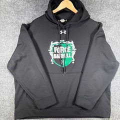 Under Armour Force Barbell Hoodie Mens XL Black Loose Fit Gym Logo Sweatshirt