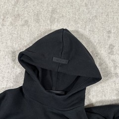 Fear Of God Essentials Hoodie All Jet Black Mens XS Front Logo Pullover
