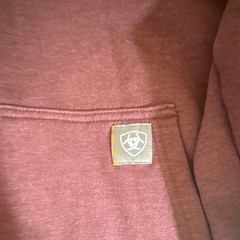 Ariat Rebar Burgundy 1/4 Zip Pullover Hoodie Fleece Pockets M Regular