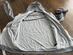 Vince Hoodie Mens L Knit Heather Gray Full Zip Jersey Lined Sweatshirt Designer