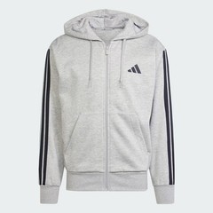 adidas Essentials 3-Stripes Fleece Hoodie Grey