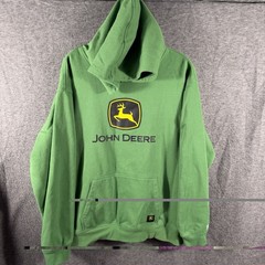 John Deere Logo Pullover Hoodie Sweatshirt Green Men’s XL Cotton Blend