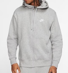 NEW Nike Club Fleece Full Zip Hooded Fleece Hoodie Sweatshirt Mens Large Gray