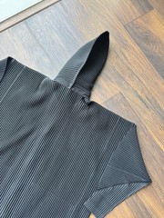 Homme Plisse Issey Miyake Pleated Hooded Longline | Black | Size 3 / Medium