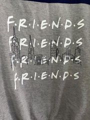 Friends TV Show Crewneck Sweatshirt Large Gray & Navy Colorblock 52% Polyester 4