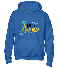 HELLO SUMMER HOODY HOODIE HOLIDAY BEACH CASUAL CLOTHING TOP COOL SLOGAN FUNNY