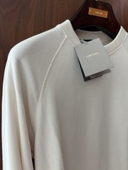 **Tom Ford Luxury Men’s Modal Sweatshirt – Beige White – Size 46 IT – New**