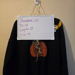 Jerzees Black Fall Pumpkin Moon Acorn Applique Sweatshirt Crewneck Mens Medium