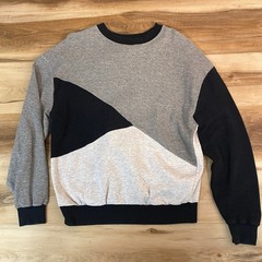 TOPMAN Mens Geometric Colorblock Sweatshirt Crewneck Pullover XXS