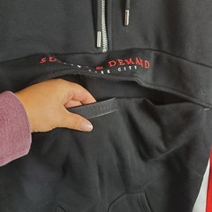 Supply & Demand Stealth Hoodie Men XL Black Red White Cotton Logo Lined Half Zip