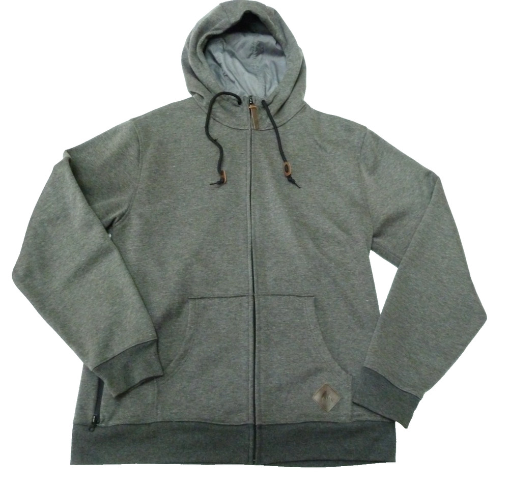 Burton Hoodie Mens XL Full Zip Dry Ride Fleece Lined 3 Pockets Grey Weatherproof