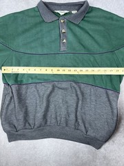 Vintage Haband Colorblock Polo Sweatshirt Men’s Medium Green Purple Gray 90s