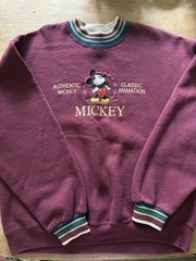 VINTAGE L 90s Disney Mickey Embroidered Burgundy Crewneck Sweater Classic