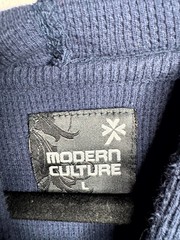 Modern Culture Thermal Hoodie Mens Large Navy Blue Casual Graphic Outdoor Winter