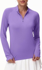 Women’sLong Sleeve UPF 50+ Sun Protection 1/4 Zip Shirt Hiking Athletic Top