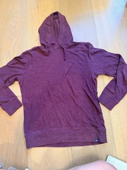 Faherty Hoodie Mens Medium Burgundy Sunwashed Organic Cotton Slub Pullover Knit