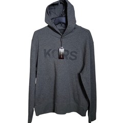 Michael Kors Men’s Modern-Fit Stretch Textured Logo Hoodie Gray large $128