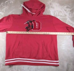 Marvel Deadpool Hoodie – Varsity Letter Embroidered D Sz L Red Kangaroo Pocket