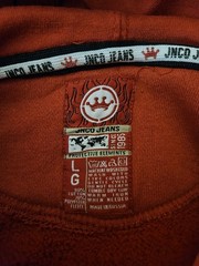 Vintage JNCO Jeans Sweatshirt Hoodie Bulldog Logo Size Youth Large Red 90’s