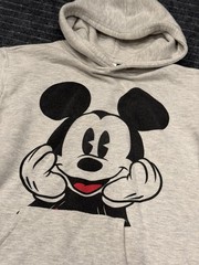 Disney Light Heather Gray Mickey Mouse Graphic Hoodie Size Medium Double Sided