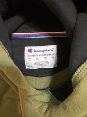 Champion Green Fleece Pullover Hoodie Men’s M Embroidered Logo Drawstring