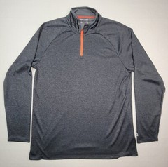 Tapout Pullover Mens L Gray Orange 1/4 Zip Long Sleeve Lightweight Jacket