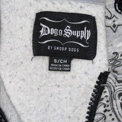 Dogg Supply Bandana Print Zip-Front Hoodie Mens S Black White Paisley Pattern