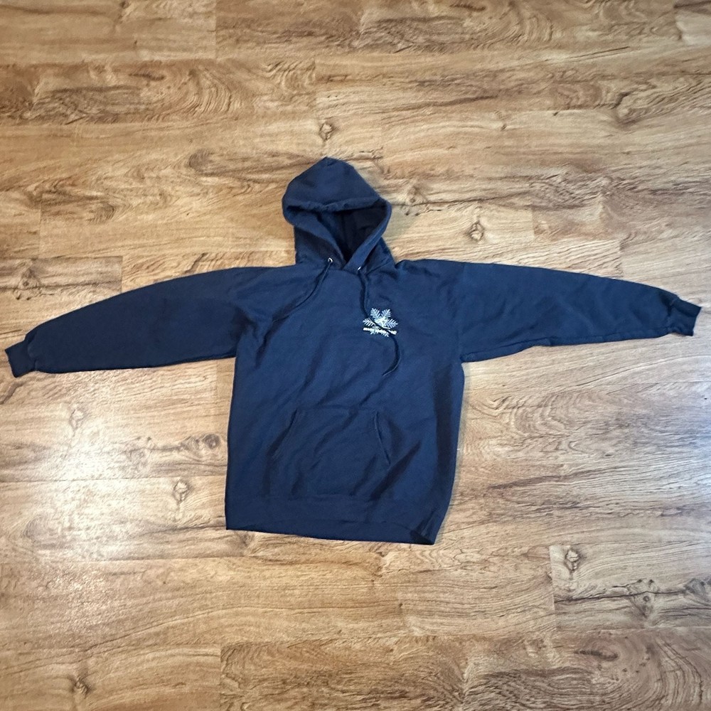 Vintage Hanes Printpro Rim Nordic Ski Resort Navy Blue Hoodie Sweatshirt Size M