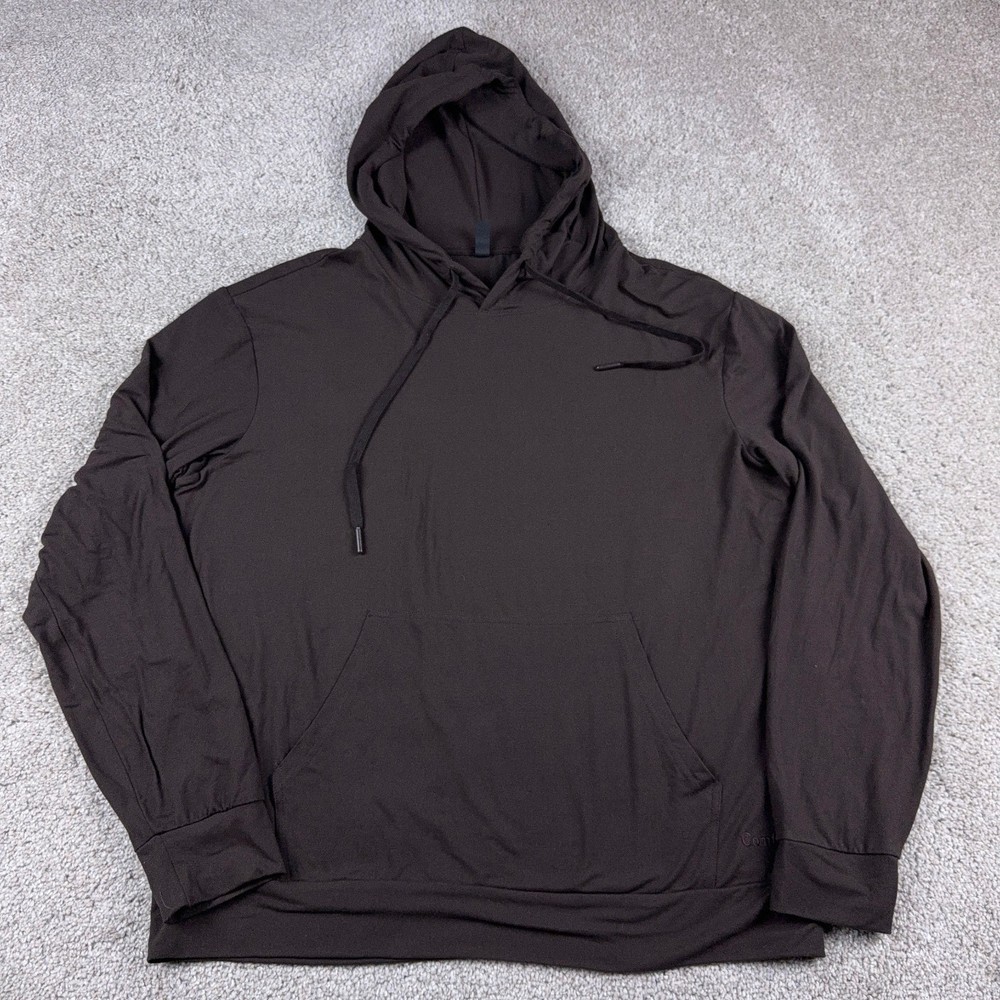 Comfrt Hoodie Mens Large Brown Pullover Oversized Baggy Hooded Stretch Comfort