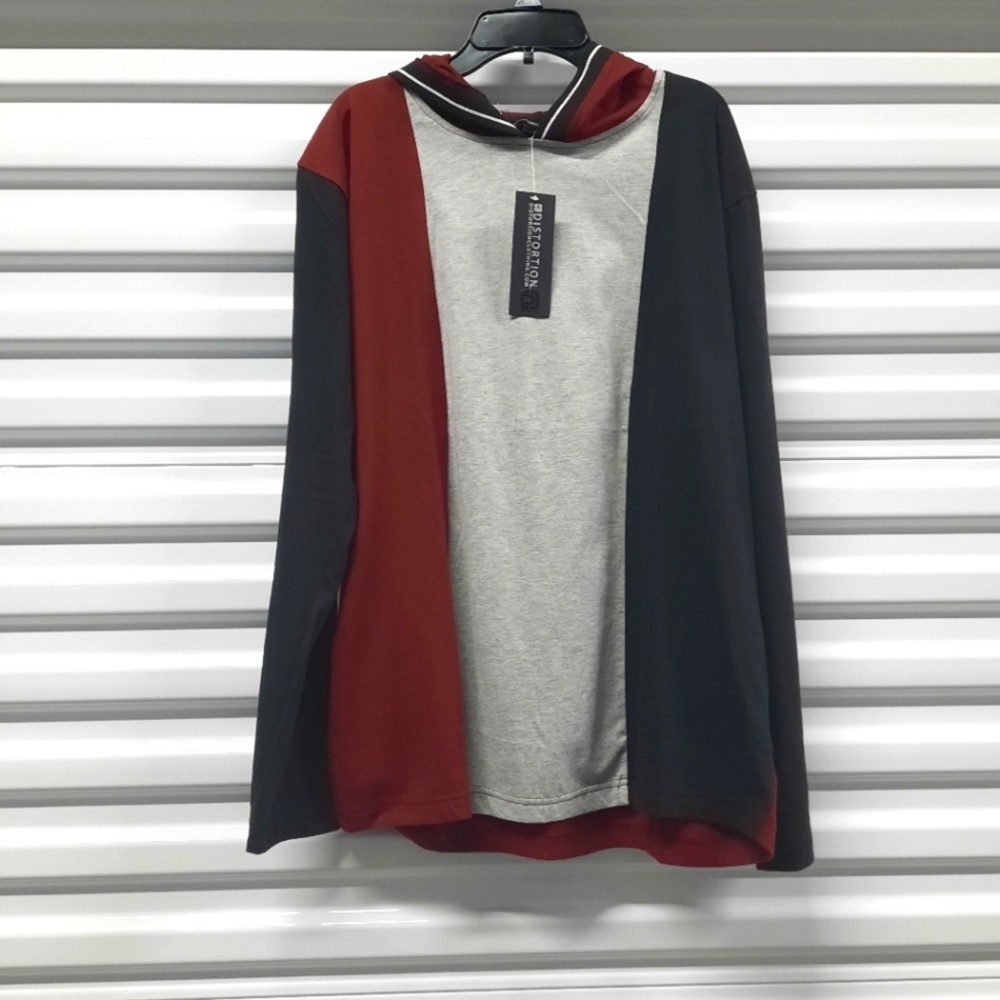 Distortion Mens Hooded Shirt Size Large Pullover Casual Long Sleeve Sweater