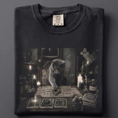 Cat Ouija Board Shirt, Vintage Halloween Cat Meme Tee