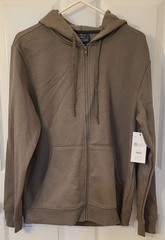 Athletic Works Full Zip Fleece Hoodie Sweatshirt Front Pockets Sz M Taupe NWT