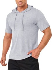 Men’s Summer Hoodie Short Sleeve Cotton Shirts Casual Sport Quick Dry Sweatshirt