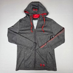 Under Armour ColdGear 1325145 Full Zip Hoodie Mens Medium Gray Red Polyester