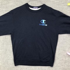 Champion Sweatshirt Mens M Dark Navy Blue Gradient Logo Fleece Pullover
