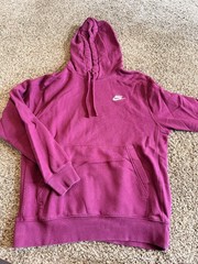 Nike Club Fleece Hoodie Men’s Small Pullover Long Sleeve Plum Drawstring