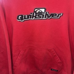Vintage Y2K Quicksilver Embroidered Hoodie Sweatshirt Red Logo Boys Size XL