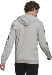 Adidas Men’s Essentials French Terry 3-Stripes full-zip Hoodie Small Gray