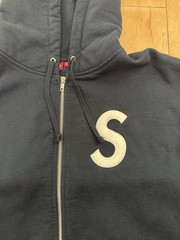 Supreme Navy Big S Embroidered Zip Up Hoodie Size Large
