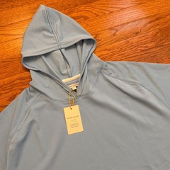 Peter Millar Pine Performance Hoodie Mens 2XL Golf Blue Striped Pullover EK45B