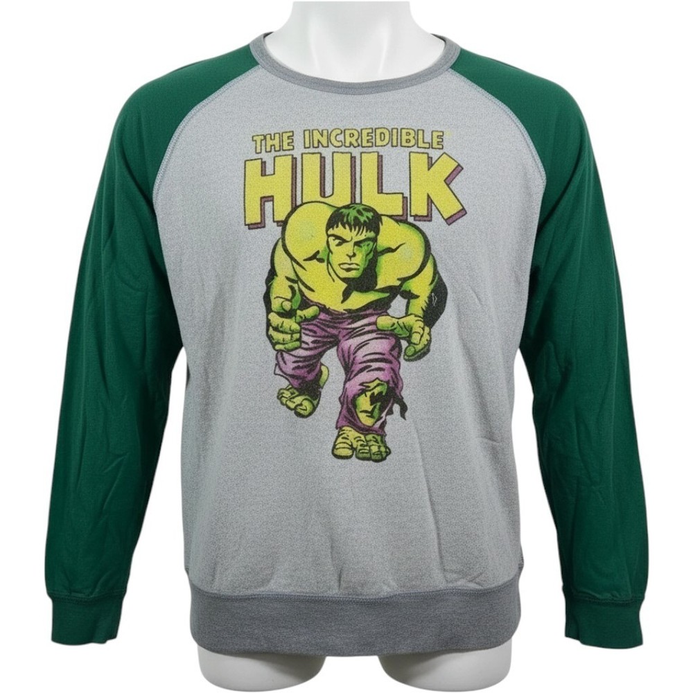 Marvel Comics THE INCREDIBLE HULK Large Sweatshirt Green/Gray Pull Over