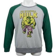 Marvel Comics THE INCREDIBLE HULK Large Sweatshirt Green/Gray Pull Over