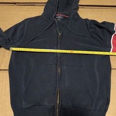 Brooks Brothers 346 Mens Navy Blue Full Zip Hoodie Medium Red White Arm Stripes