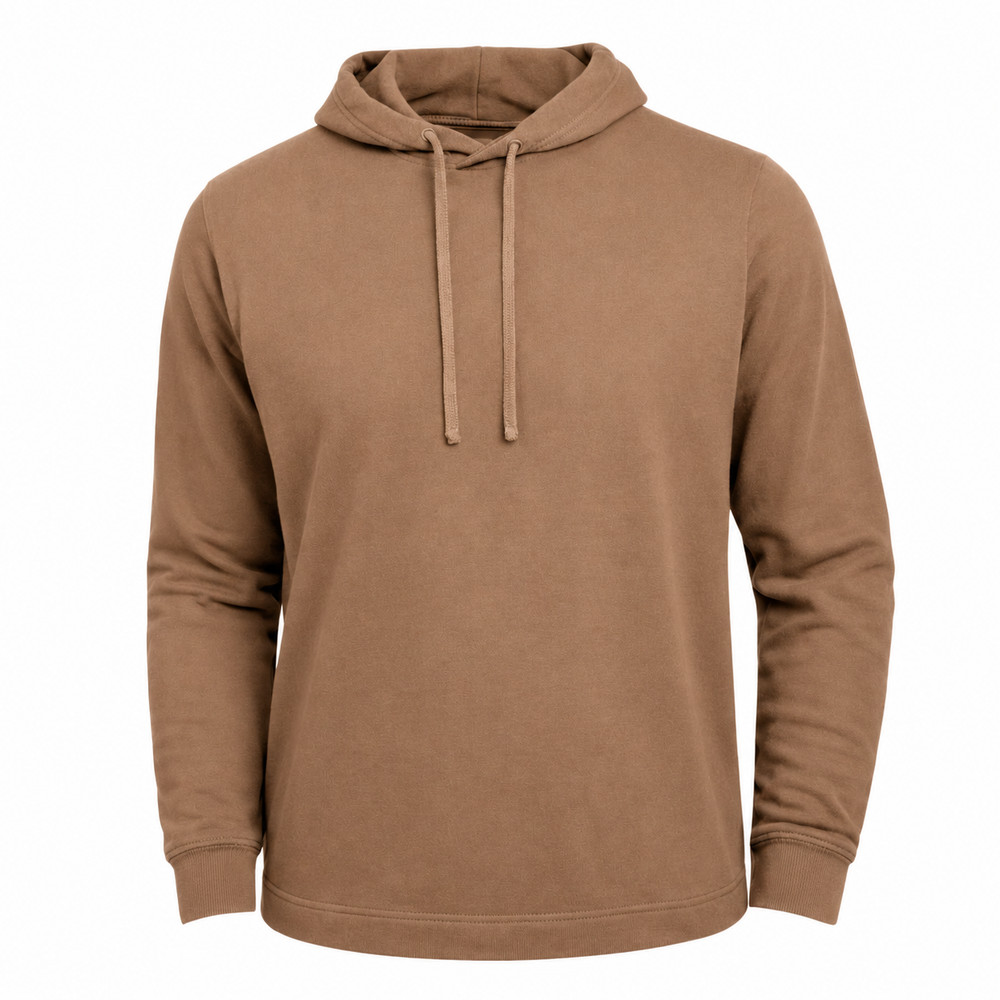 100% Combed Cotton Lightweight Brown Hoodie Garment Dyed Pullover All Seasons