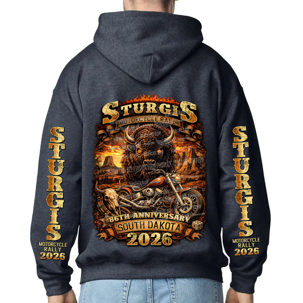 Pullover Hoodie 2026 Sturgis Motorcycle Rally Wild and Free No Harley