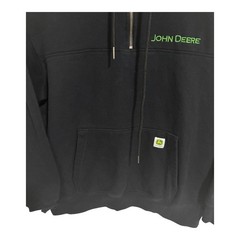 John Deere Men’s Quarter Zip Hoodie Heavyweight Pullover Black Size Large