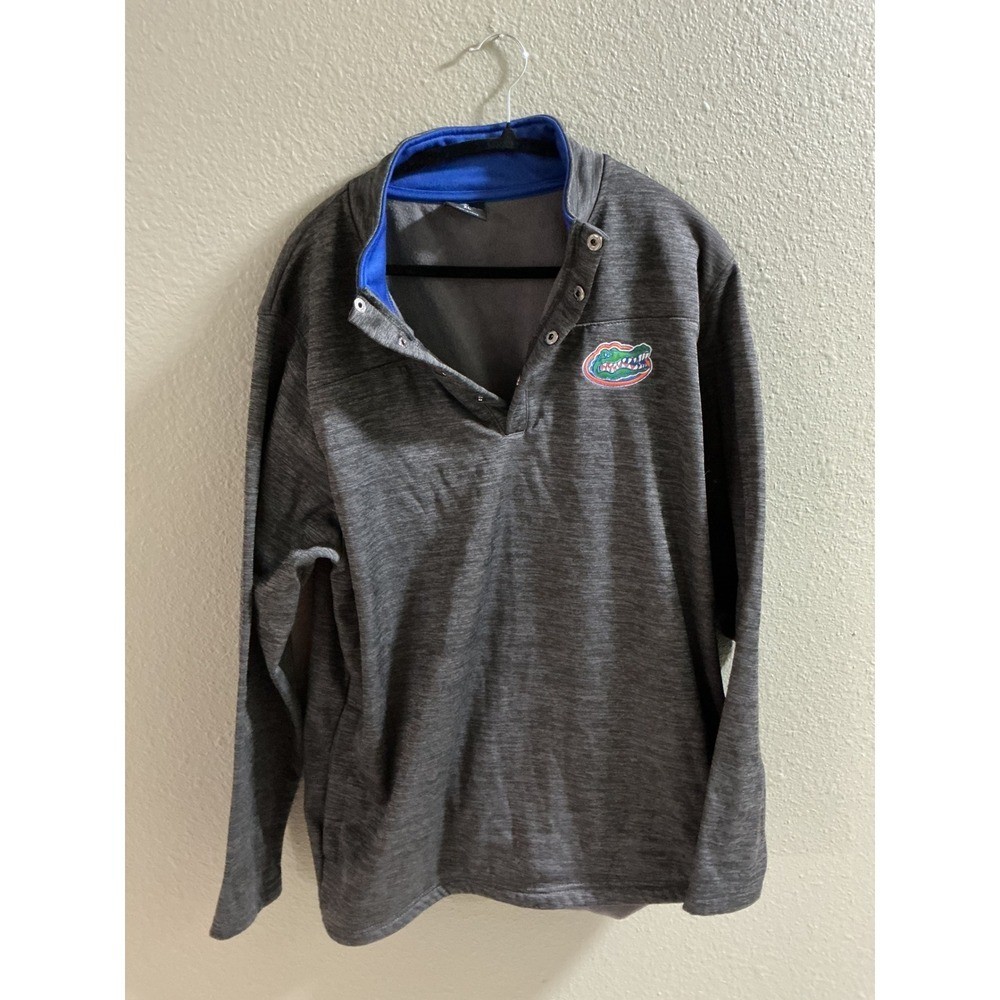 Colosseum Florida Gators Mens XL Snap Neck Pullover Heather Gray Fleece Jacket