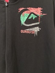 Quiksilver Black Hoodie Red & Green Graphic Logo Men’s Size Medium Very Nice