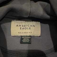 American Eagle Men’s Blue Solid Pullover Hoodie Relaxed Fit Logo Kangaroo XS