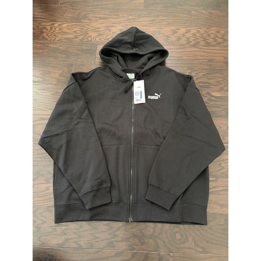 Puma ESS Comfort Full-Zip Hoodie Mens XL Black Fleece Sweatshirt 682408 01
